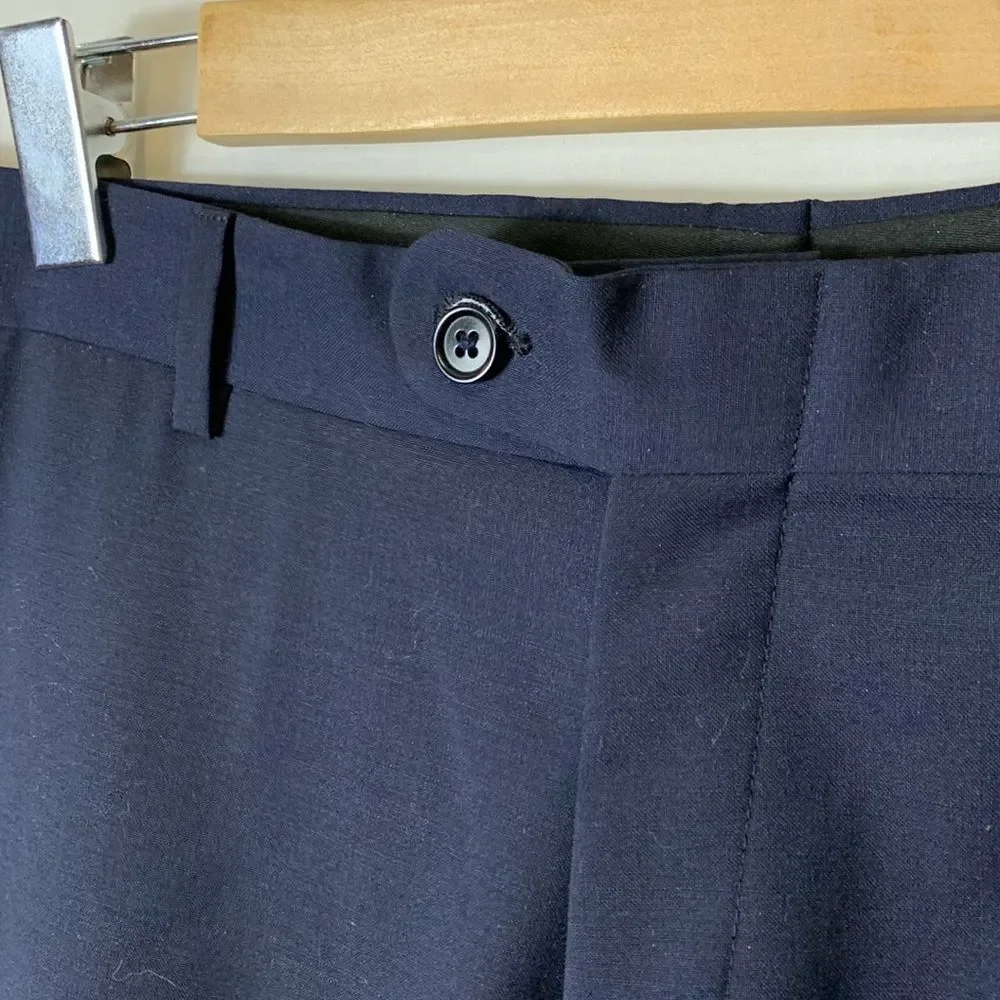 John Varvatos Men's Navy Blue Wool Star USA Flat Front Dress Pants Size 34 X 30